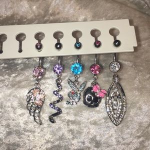 Assortment 5 NEW Stainless Steel Navel Belly Rings